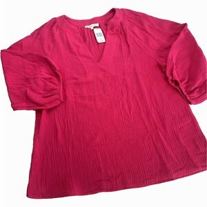 NWT Indigo Soul Blouse Boho Coastal Grandma Vaca Comfort Size L